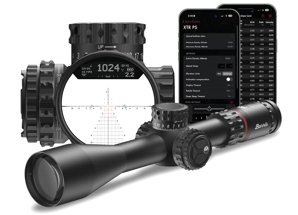 At the 2025 SHOT Show, the Burris XTR PS riflescope was showcased on a long-range precision rifle. The scope’s 34mm aluminum tube and sleek black finish reflected its rugged construction. Attendees viewed the illuminated SCR 2™ reticle in action, appreciating its dual-color red/green functionality and FFP design. The P?K elevation knob stood out for its clickless adjustment system, offering 1/30 MIL precision. A demonstration highlighted the HUD’s data zones, including wind hold, angle compensation, and the innovative countdown timer. Visitors praised the integration with the BurrisConnect app for easy ballistic profile customization.